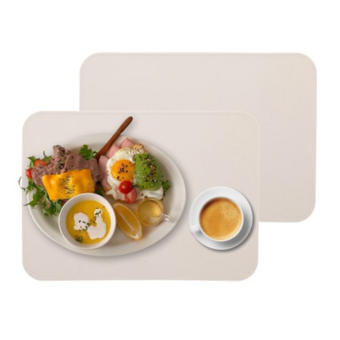 디아르 플래티넘 실리콘 방수 식탁매트 스탠다드, 오트밀 + 베이지, 40.2 x 28.8 cm, 2개