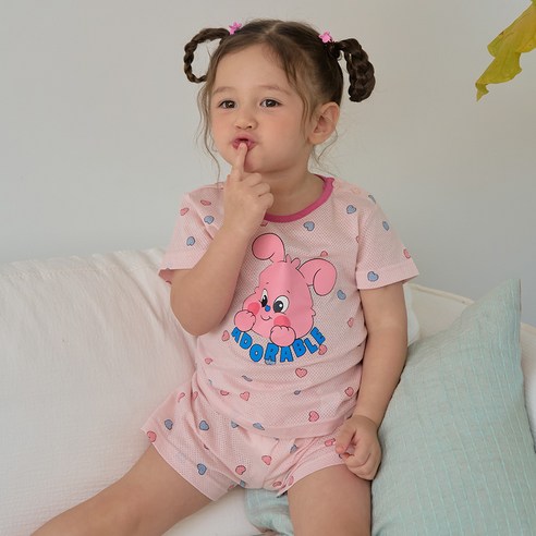 사랑스러운 우리 아이를 위한 특별한 선물, 코디아이 쁘띠바니 반소매 내의 여아아기여름내복세트