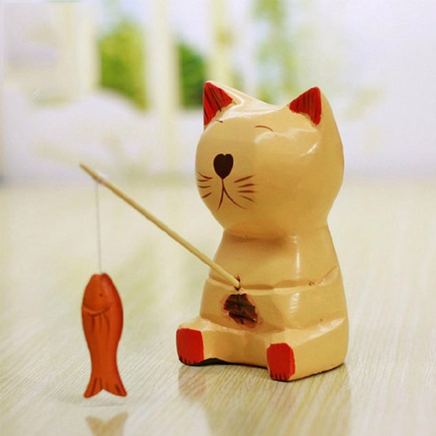 JHCompany 홈데코 낚시 고양이 오브제, 혼합색상