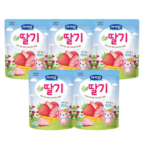 일동후디스 아이얌 동결건조 과일칩, 12g, 5개, 순딸기