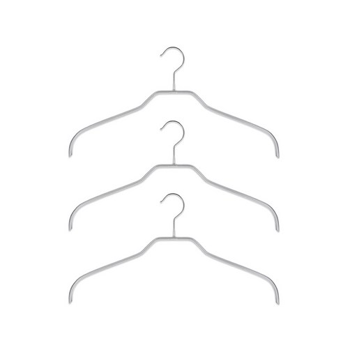마와 논슬립 옷걸이 실루엣 넥 41F, 3개, 실버