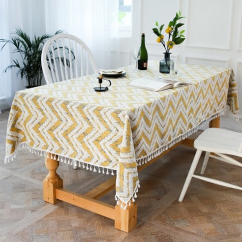 라플렌느 린넨 패브릭 테이블 주방 식탁보, 옐로우, 140 x 180 cm