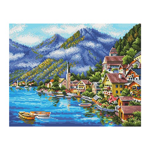 아이러브페인팅 DIY 보석십자수 산과 호수 50 x 40 cm, 혼합색상, 1개