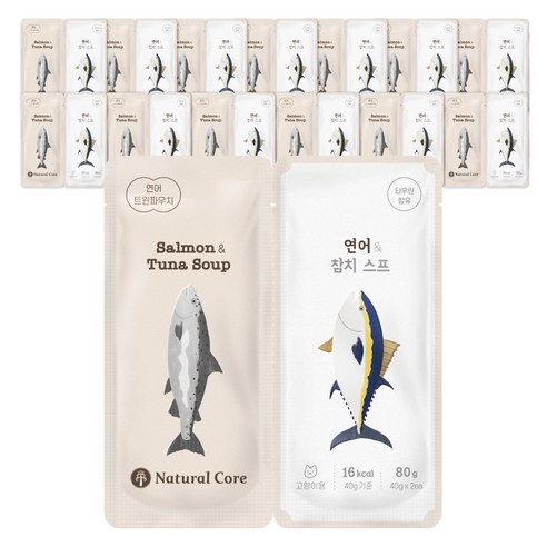 네츄럴코어 트윈파우치 고양이간식 C1 연어 앤 참치 스프 80g, 14개, 연어+참치 혼합맛