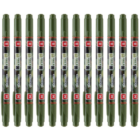 라인플러스 OHP펜 1mm 물펜MF 3.0mm 12p, 적색, 1개