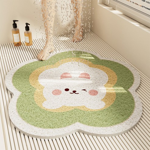 데이소이 귀여운 캐릭터 욕조 욕실 발판매트 50 x 50 cm, NO 05 초록 토끼, 1개