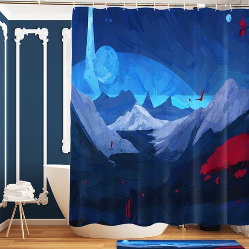 카리스 풍경 그림체 디자인 욕실 샤워 커튼 A02 120 x 180 cm, 1개