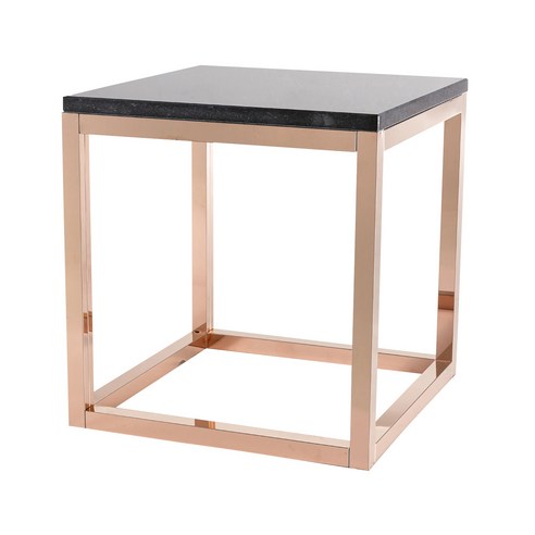 뷰티풀스페이스 대리석 티테이블 협탁 TT-01 400 x 400 x 700 mm, 갤럭시블랙(대리석), 로즈 골드 밀러(프레임)