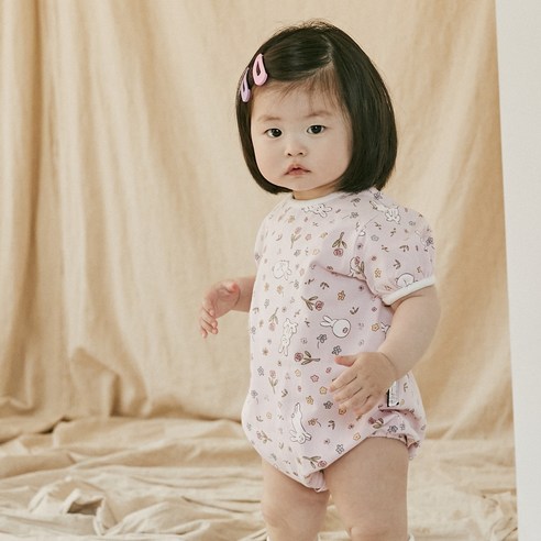 로토토베베 플라워토끼 랍빠 반팔 바디슈트