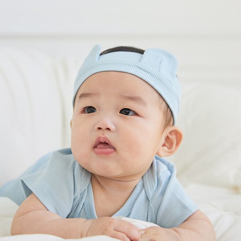 베이비앤아이 유아용 골지 모달 베어 헤어밴드