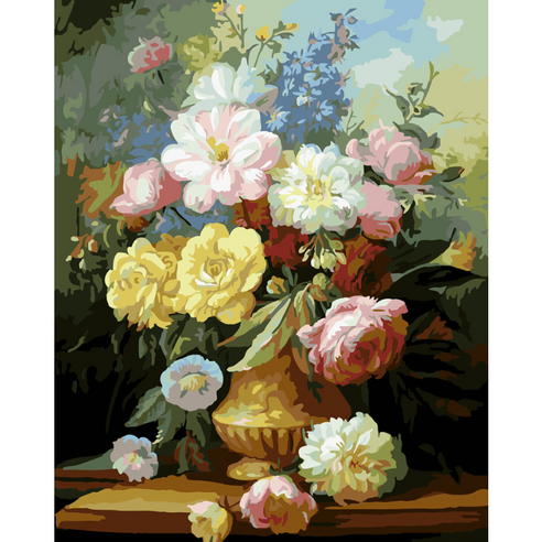 모모픽스페인팅 DIY 정물화그리기 세트 40 x 50 cm, 다알리아 꽃병, 1개