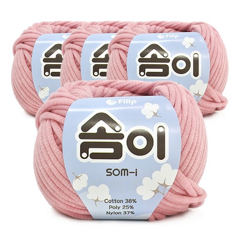 필립섬유 쎄비 솜이 패브릭얀 뜨개실 65g x 4p, 베이비핑크, 4개