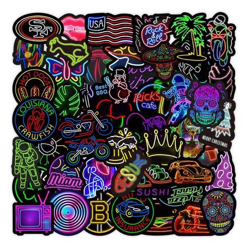 오즈니 캠핑 네온 프리미엄 방수 스티커 50p, 3호, 1세트