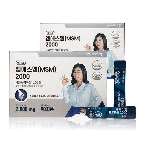 비타민마을 MSM 2000 식이유황 분말 무릎관절 영양제 90p, 2개, 183.6g