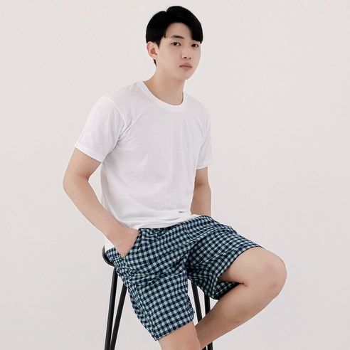 테라우드 남성용 면 5부 파자마 바지