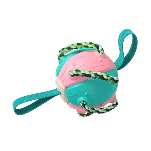 김멍냥 강아지 스트랩 볼 원반 터그 장난감 35cm, 핑크 + 민트, 1개