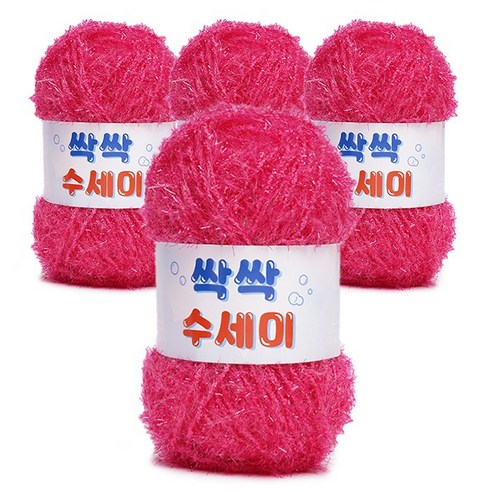 쎄비 싹싹수세미 뜨개실 80g 4p, 314 핫핑크