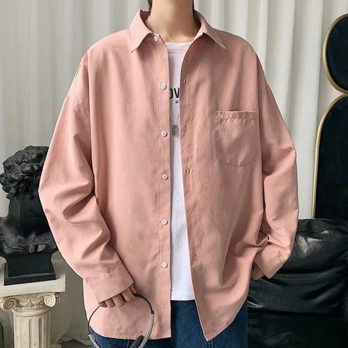 언헤브 남성용 베이직 오버핏 캐주얼 셔츠