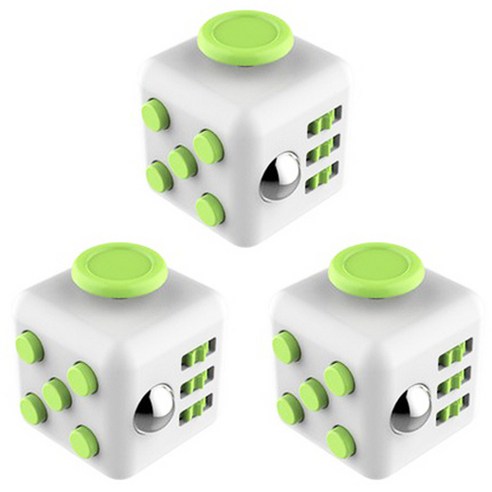 댓츠댓 키덜트 피젯 6면 큐브 3p, 화이트 + 그린, 3개
