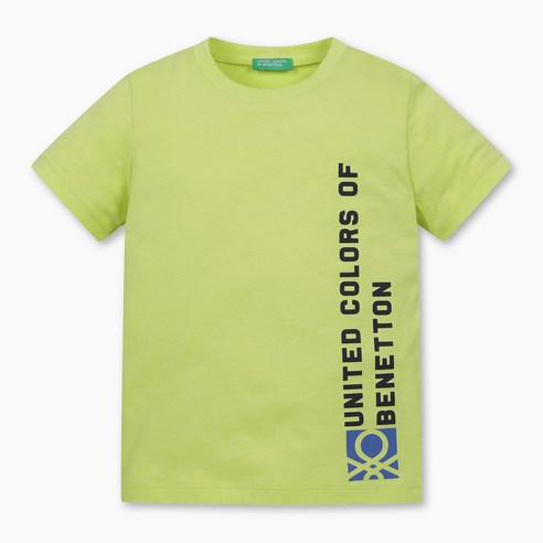 베네통키즈 남아용 컬러풀 레터링 티셔츠 3I1XC103JLA