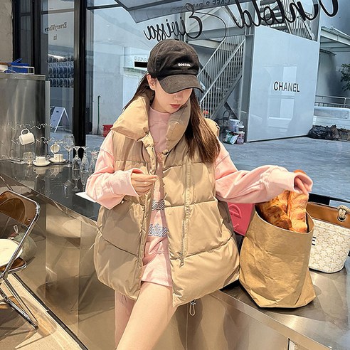 심플리앤 여성용 트렌디 스트링 포인트 패딩 조끼