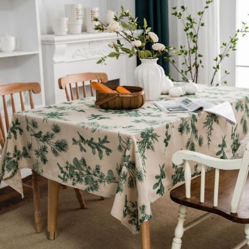 소나무 패브릭 린넨 포인트 테이블 식탁보, 140 x 160 cm