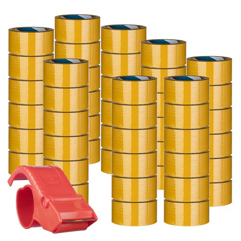 대박테이프 황색 박스테이프 48mm x 50m + 테이프 커터기, 48개