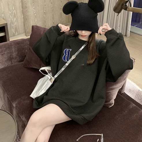 임산부 심플 베이직 와플 맨투맨