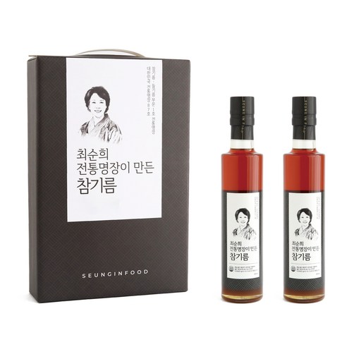 추석선물세트  최순희 전통명장이 만든 참기름 300ml x 2p 선물세트, 1세트