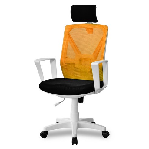 체어포커스 챔프 CMPW200 헤더형 의자, 화이트(바디) + 오렌지