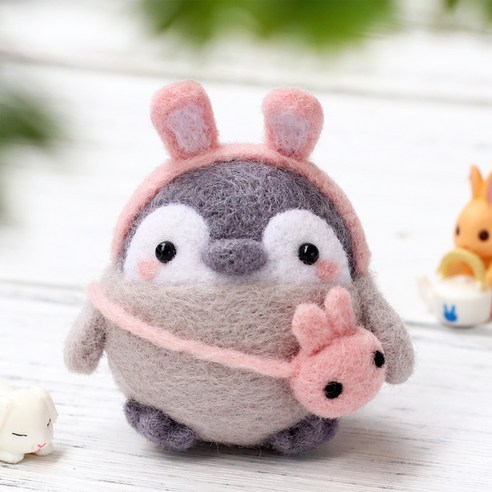 아트조이 DIY 양모펠트 키트, 1세트, 토끼머리펭귄
