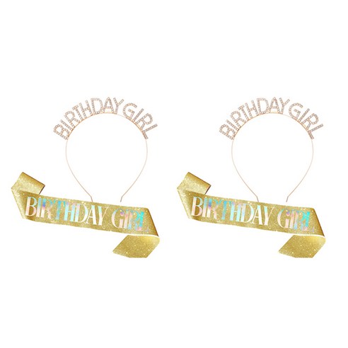 블럭마트 파티용품 생일 어깨띠 + 머리띠 세트, 2세트, TYPE2