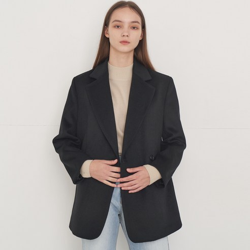 아헤 WOOL BLEND DOUBLE HALF COAT