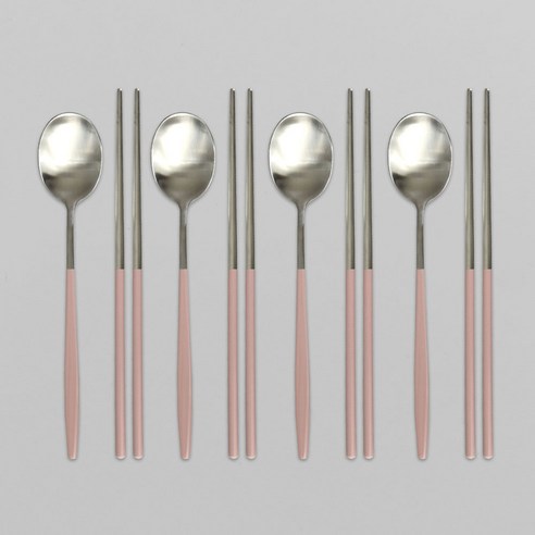 프렐류드 다비데 4인 수저 세트, 인디핑크, 숟가락 4p + 젓가락 4쌍, 1세트