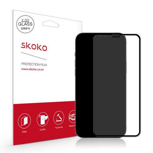 스코코 2.5D 강화유리 휴대폰 액정보호필름 2p 세트, 1세트