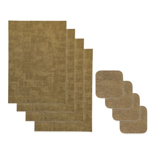 대한몰 티코스터 4p + 테이블매트 4p 세트, 브라운, 티코스터(100 x 100 x 20 mm), 테이블매트(430 x 300 x 20 mm)