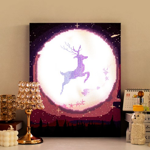 아트조이 DIY LED 캔버스형 보석십자수 40 x 50 cm, 달빛 사슴, 1개