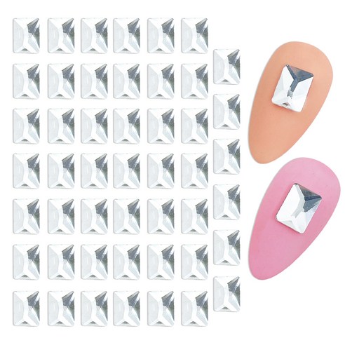 메이브라운 대용량 스퀘어 네일파츠 6x8mm 50p, 크리스탈, 1개
