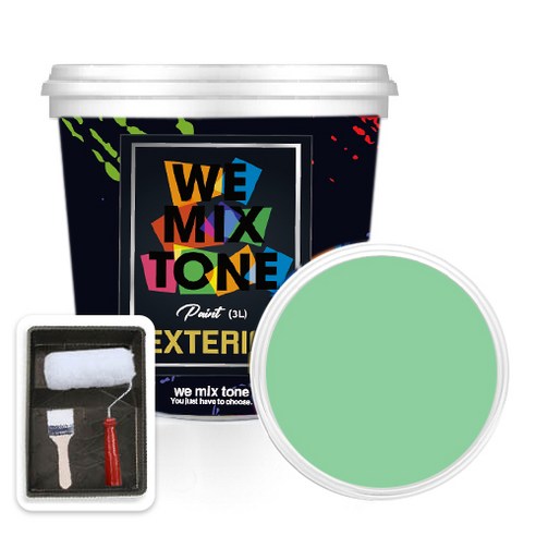 WEMIXTONE 외부용 EXTERIOR 페인트 3L + 붓 + 로울러 + 트레이 세트, WMT0447P01(페인트), 1개