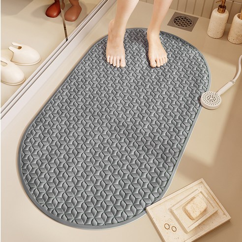 데이소이 심플 미끄럼방지 욕조 욕실 발판매트 69 x 39 cm, NO 08 마름모 그레이, 1개