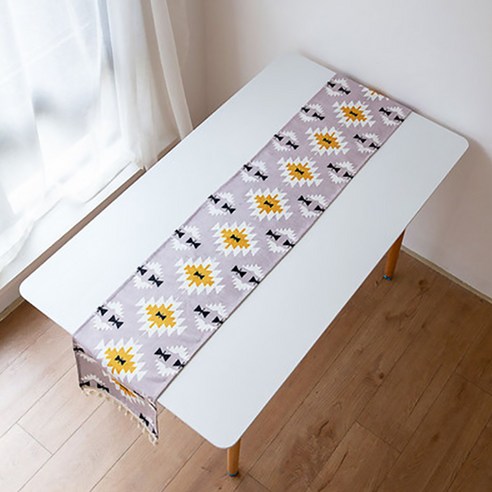 마켓에이 패턴 패브릭 캐비닛 TV 테이블 스트랩 러너, TYPE4, 43 x 320 cm