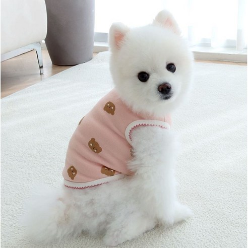 개꿀이냥 강아지 곰 버그 민소매 티셔츠 HDSV00329, 핑크