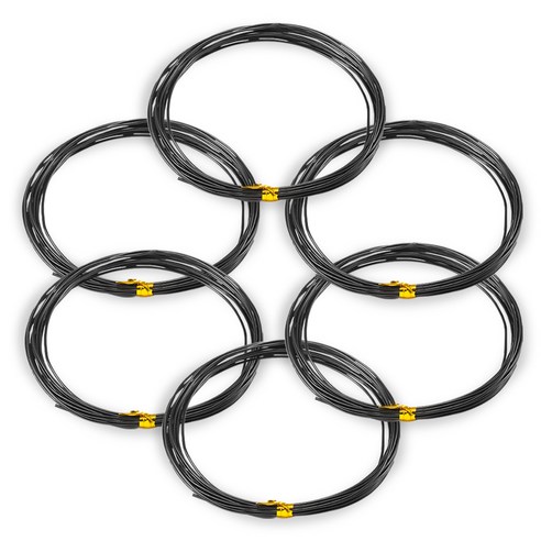 코히모 공예용 알루미늄 와이어 2mm x 5m 3W170, 6개, 블랙