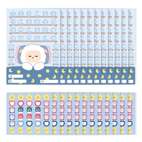 워너디스 할수있어 동물 칭찬 스티커판 12p + 스티커 12p 세트, 잠을 자요, 1세트