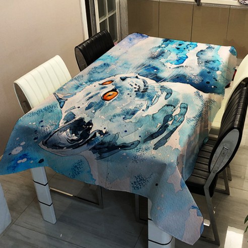 알럽홈 워터컬러 캣 프린팅 스퀘어 홈 테이블 커버, TYPE2, 90 x 90 cm