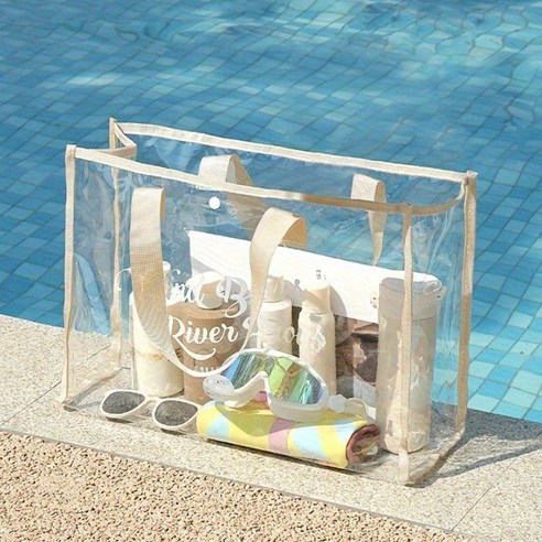 엘쏘 투명 방수 비치백 대용량 PVC 토트백