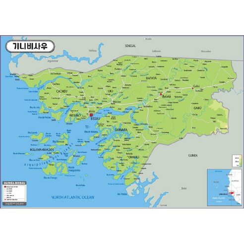 지도닷컴 지형 코팅형 아프리카 기니비사우지도 110 x 78 cm + 세계지도 세트, 1세트 Best Top5