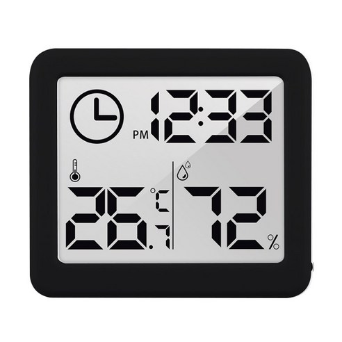 마켓플랜 LCD 디지털 온습도계, 블랙, 1개 시계습도계 마켓플랜 LCD 디지털 온습도계, 블랙, 1개 시계습도계