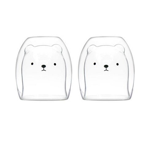라임올리브 애니멀 내열 이중 유리컵 290ml, 무표정 캣, 2개