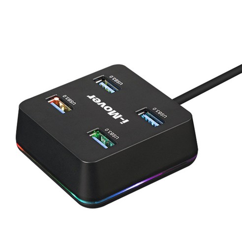 아이무버 C타입 4 in 1 RGB 3 멀티 허브 IM-HUBC4RGB, 블랙